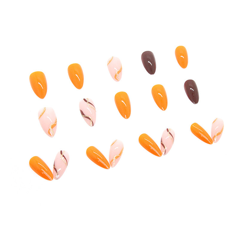 Wholesale Warm Orange Gold Ribbon Resin Nail Stickers